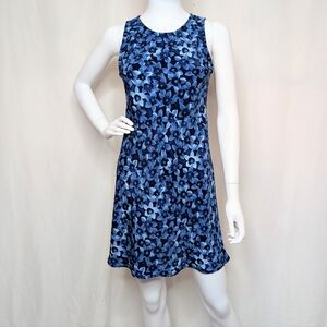 Y2K Navy & Blue Floral Scoop Neck Sleeveless Tank Style Mini Sun Dress